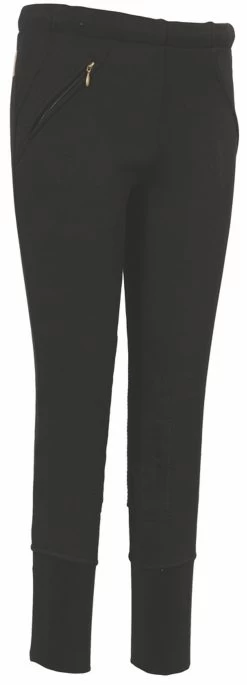 TuffRider Children's Unifleece Pull On Breeches -Equestrian Discount Store 100118 92 16 black gen main front 1 11637.1604168981