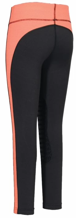 TuffRider Children's Ventilated Schooling Tights -Equestrian Discount Store 100427 533 charcoal neon peach back 10819.1493322753