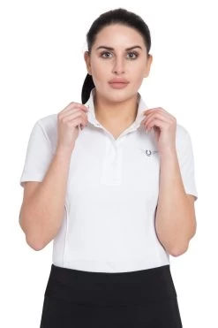 TuffRider Kirby Kwik Dry Short Sleeve Show Shirt -Equestrian Discount Store 100694 107 01 01 white white gen model main front 8 47305.1622322131