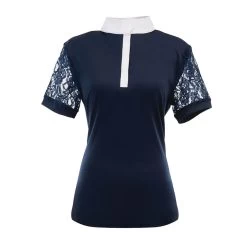 Ovation® Elegance Lace Short Sleeve Show Shirt -Equestrian Discount Store 471198 navy 45271.1669476111