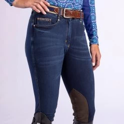 Romfh® Bella 2 Button Euro Seat Knee Patch Breeches -Equestrian Discount Store 471363 Classic Dark Denim 06029.1689627606