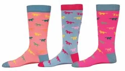 TuffRider Neon Pony Kids Socks - 3 Pack