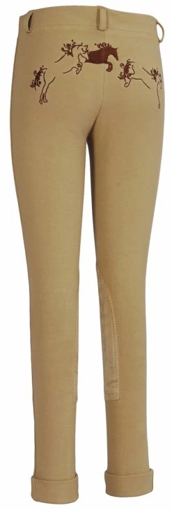 TuffRider Whimsical Horse Embroidered Pull On Jodhpurs -Equestrian Discount Store TuffRider embroidered jods tan back 34141.1556728865