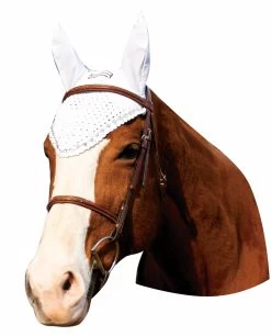 Equine Couture Fly Bonnet With Crystals -Equestrian Discount Store equine couture fly bonnet with crystals white 45725.1580257076