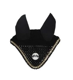 Equine Couture Fly Bonnet With Gold Chain -Equestrian Discount Store equine couture fly bonnet with gold chain black 84830.1669404517