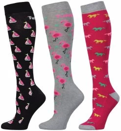 TuffRider Flamingo/Boat/Horse Socks - 3 Pack