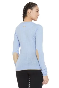 Equine Couture Morgan V-Neck Sweater -Equestrian Discount Store morgan vneck sweater baby blue back 74442.1606152819