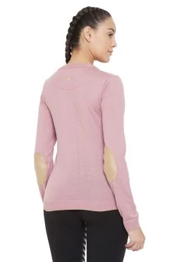 Equine Couture Morgan V-Neck Sweater -Equestrian Discount Store morgan vneck sweater dogman pink back 78256.1606152806