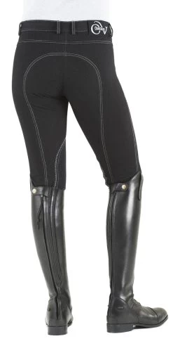 Ovation® SoftFLEX Zip Front Classic Knee Patch Breeches -Equestrian Discount Store ovation riding jeans black back 65428.1634508465