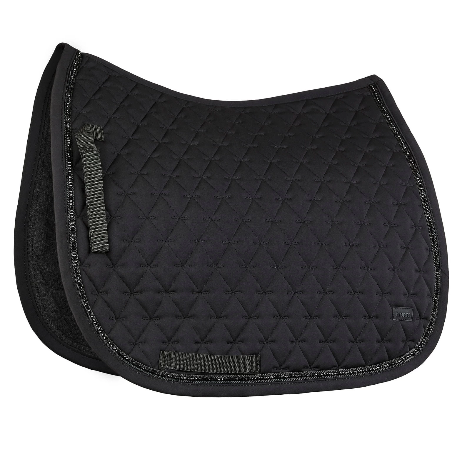 Horze Noir Dressage Saddle Pad W/Pearls - Black 1 Horze Noir Dressage Saddle Pad W/Pearls - Black