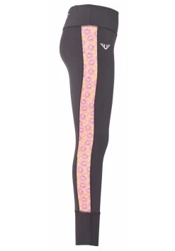 TuffRider Ladies Athena EquiCool Riding Tights -Equestrian Discount Store tuffrider athena riding tights charcoal orange side 06134.1526086824