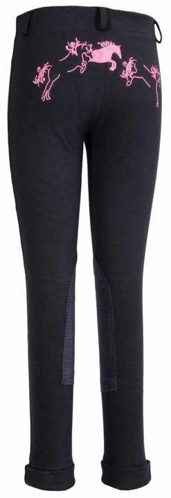 TuffRider Whimsical Horse Embroidered Pull On Jodhpurs -Equestrian Discount Store tuffrider whimsical jodhpurs black back 84211.1556728623