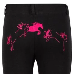 TuffRider Whimsical Horse Embroidered Pull On Jodhpurs -Equestrian Discount Store tuffrider whimsical jodhpurs black detail 59346.1556728663