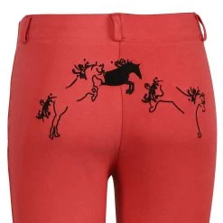 TuffRider Whimsical Horse Embroidered Pull On Jodhpurs -Equestrian Discount Store tuffrider whimsical jodhpurs holly berry detail 37949.1556728740