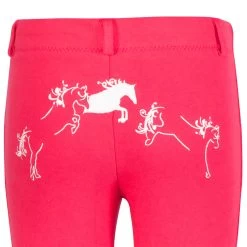 TuffRider Whimsical Horse Embroidered Pull On Jodhpurs -Equestrian Discount Store tuffrider whimsical jodhpurs hot pink detail 10945.1556728297